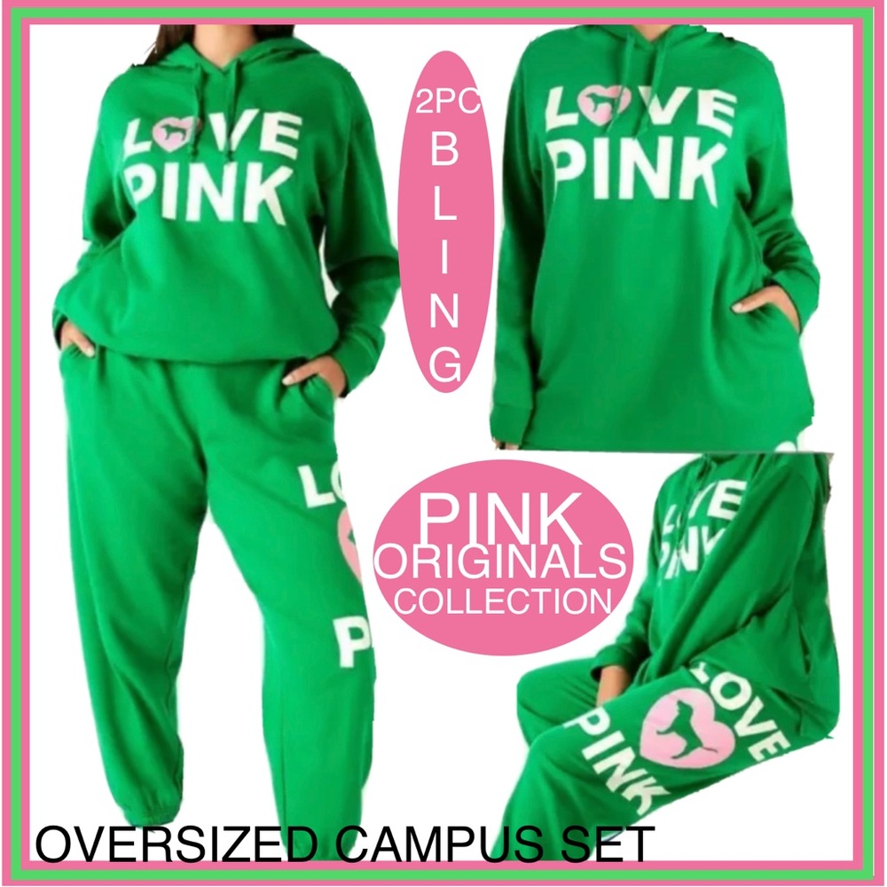 NEW VICTORIAS SECRET PINK ORIGINALS 2PC BLING SET. NEW WITH TAGS FAST SHIPPING.